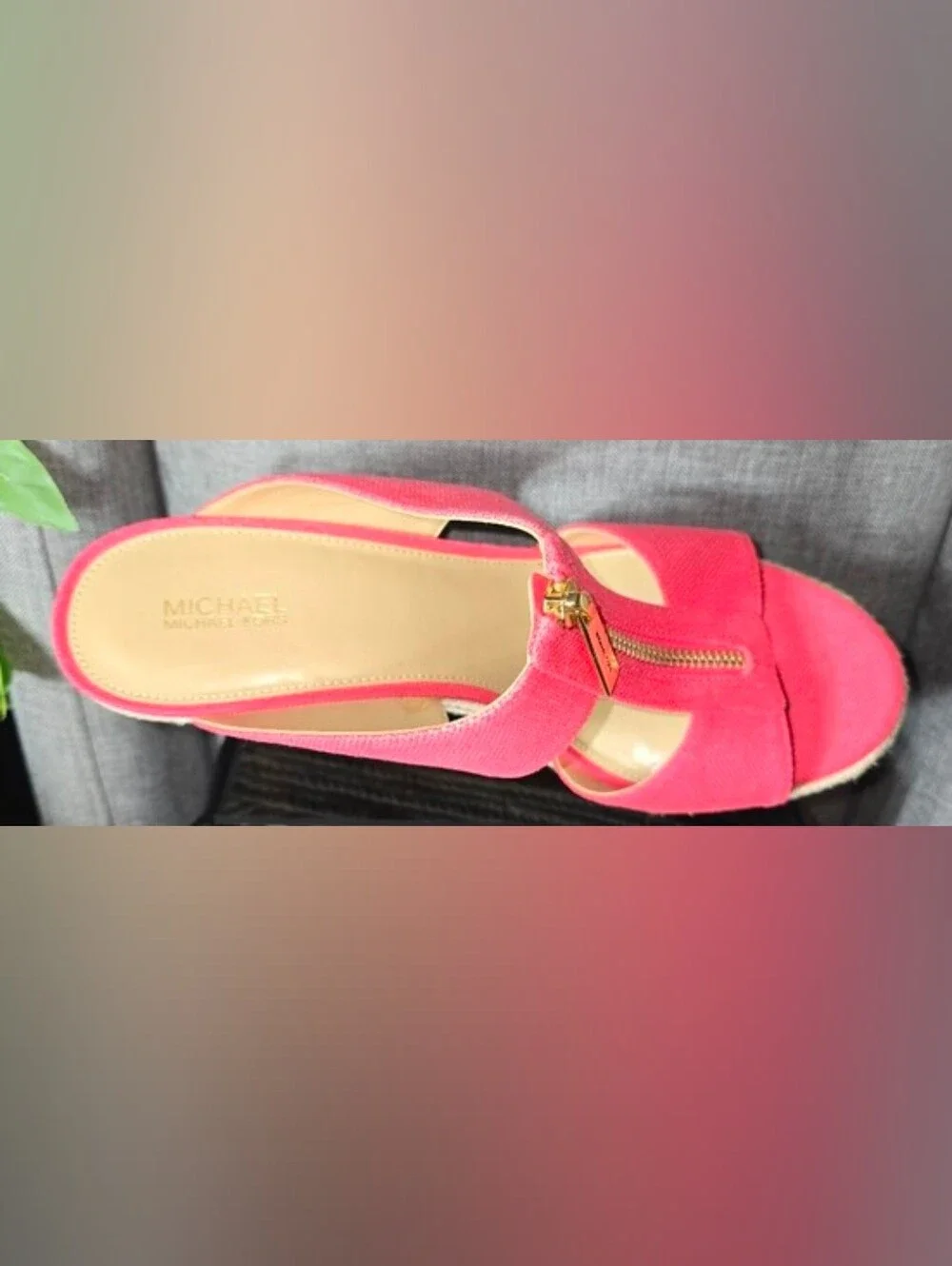 Michael Kors Women's Bradley Canvas Espadrille Wedge Geranium